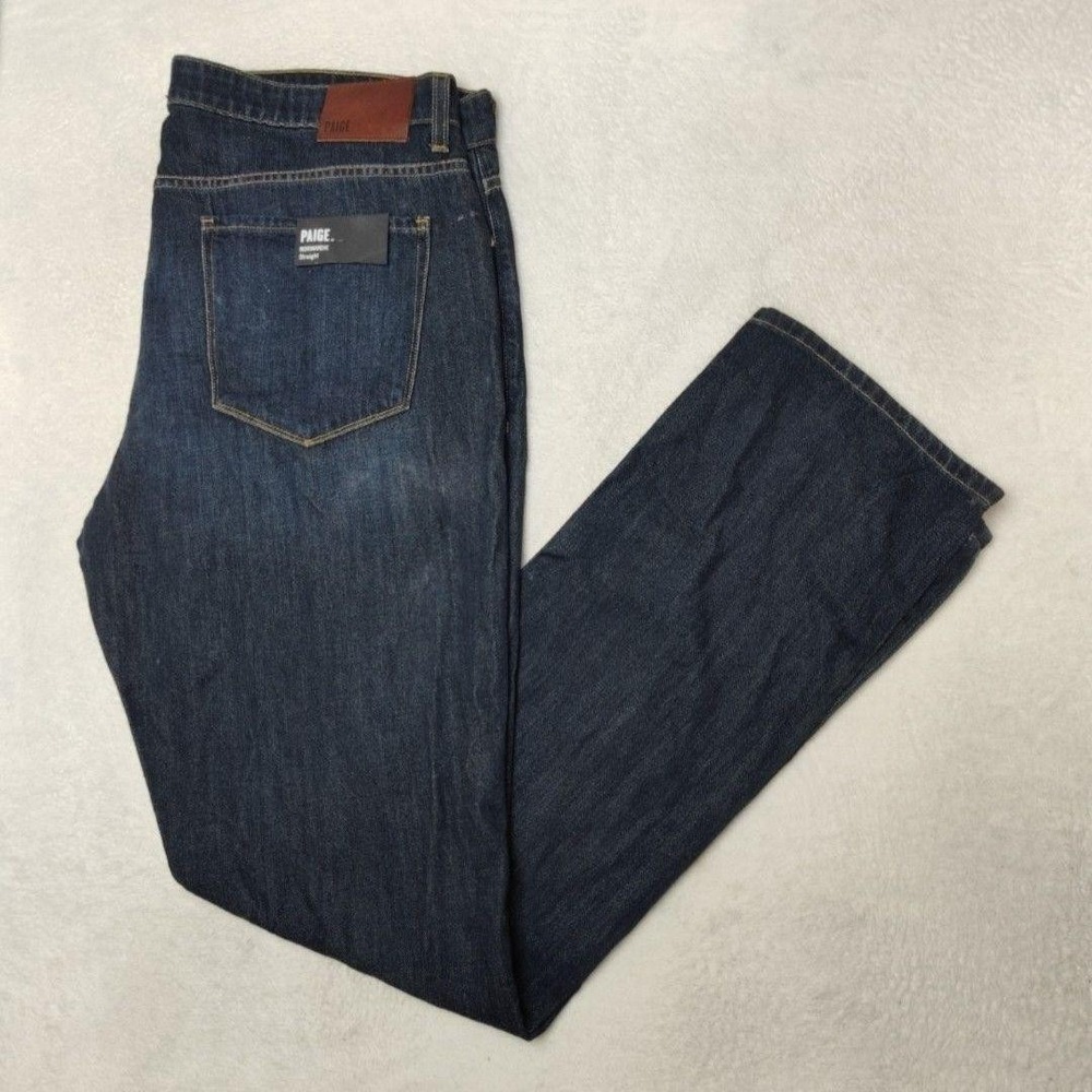 Paige Jeans Mens 38x36 Blue Normandie Hemsley Straight Dark Wash 5-Pocket USA